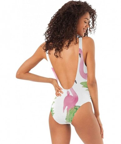 One-Pieces Womens Swimsuits Pink Flamingo Christmas Bathing Suits One Piece Tankini - As Picture 1 - CI18N6E3NO6 $39.38