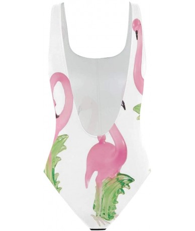 One-Pieces Womens Swimsuits Pink Flamingo Christmas Bathing Suits One Piece Tankini - As Picture 1 - CI18N6E3NO6 $39.38