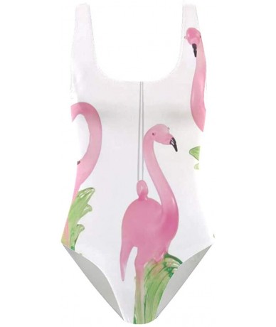 One-Pieces Womens Swimsuits Pink Flamingo Christmas Bathing Suits One Piece Tankini - As Picture 1 - CI18N6E3NO6 $39.38