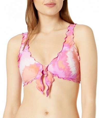 Tops Women's Ruffle Bralette Bikini Swimsuit Top - Pink//High Tie Dye - C418Y480EE2 $53.97