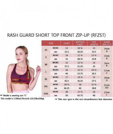 Rash Guards Women Plus Size UPF 50+ Swim Front Zip Bra Short Top Rash Guard - Coral - C818T0XUHO9 $45.04