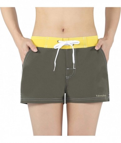 Bottoms Women Board Shorts Swimwear Trunks Sports Quick Dry Swim Bottom with Inner Liner - Army Green - C918TNOUHLU $34.22