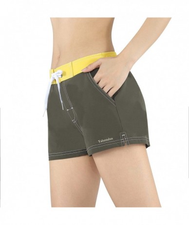 Bottoms Women Board Shorts Swimwear Trunks Sports Quick Dry Swim Bottom with Inner Liner - Army Green - C918TNOUHLU $34.22