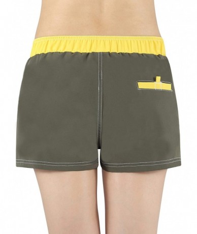 Bottoms Women Board Shorts Swimwear Trunks Sports Quick Dry Swim Bottom with Inner Liner - Army Green - C918TNOUHLU $34.22