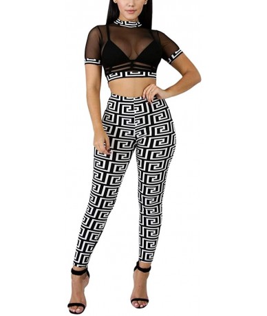 Sets Women's Two Piece Outfits Mesh Beach Bikini Swimsuit Cover up Off Shoulder Crop Top Wide Leg Long Pants Set White 852 - ...