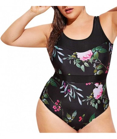 One-Pieces Swimwear for Womens- Summer Plus Size Push-up One-Piece Swim Dress Beachwear Tankini Bikini - 7915black - C918SXD6...