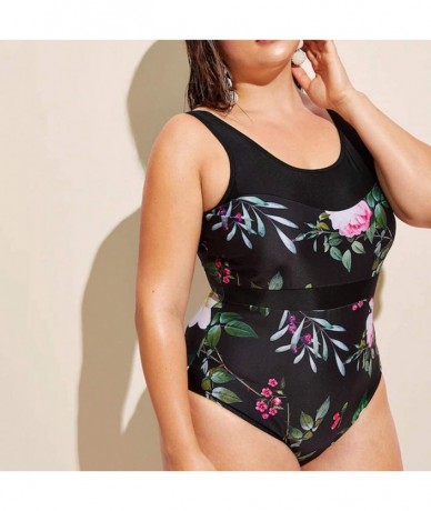 One-Pieces Swimwear for Womens- Summer Plus Size Push-up One-Piece Swim Dress Beachwear Tankini Bikini - 7915black - C918SXD6...