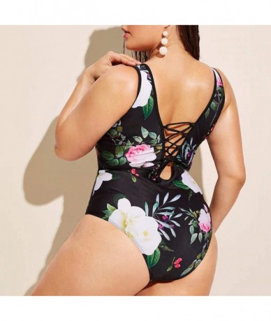 One-Pieces Swimwear for Womens- Summer Plus Size Push-up One-Piece Swim Dress Beachwear Tankini Bikini - 7915black - C918SXD6...