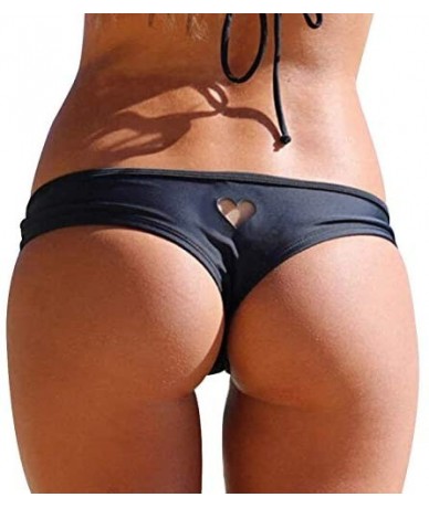 Bottoms Womens Cheeky Brazilian Bikini Bottom - Black - CR196T8QWET $43.46