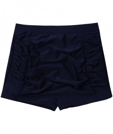 Tankinis Women's Swim Brief Beach Boy Shorts Swimwear with Adjustable Ties - Navy Blue Ruched - CQ18G2200G8 $31.70