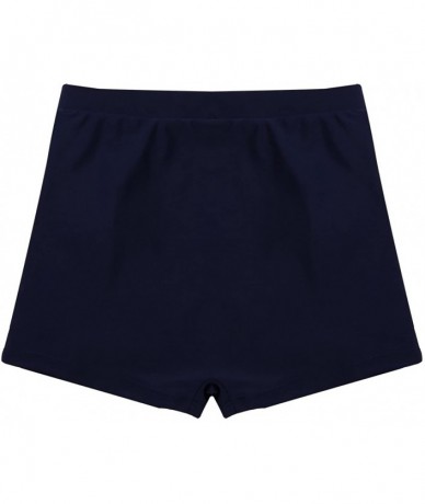 Tankinis Women's Swim Brief Beach Boy Shorts Swimwear with Adjustable Ties - Navy Blue Ruched - CQ18G2200G8 $31.70