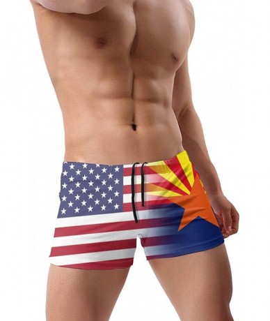 Briefs American Bolivia Flag Men's Quick Dry Swimsuit Boxer Trunks Square Cut Bathing Suits - American Arizona State Flag - C...