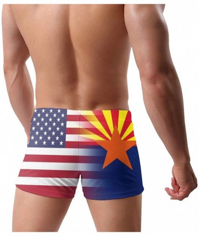 Briefs American Bolivia Flag Men's Quick Dry Swimsuit Boxer Trunks Square Cut Bathing Suits - American Arizona State Flag - C...