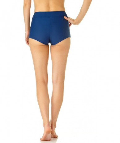 Tankinis Women's Boyshort Banded Bikini Swim Bottom Swimsuit - Navy - CE18NOYRYKA $30.38