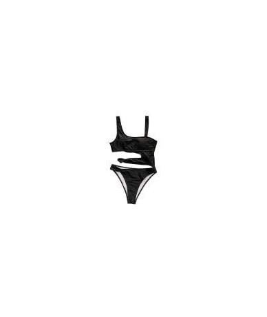 One-Pieces Women's One Piece Swimsuit Bikini Swimwear Solid Color Sexy Beachwear Bathing Suit - Black - CJ194ELAU8M $29.97