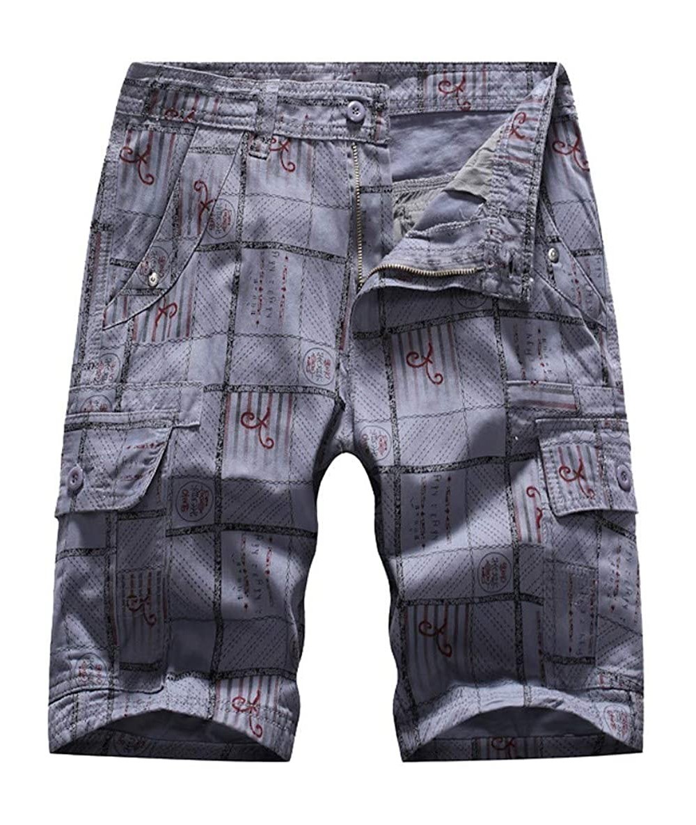 Board Shorts Men's Cotton Casual Multi Pockets Comfort Cargo Shorts Business Pants for Men Sport Training Trouser - Gray - CQ...