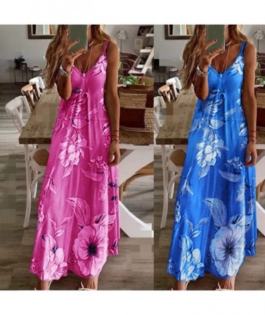 Cover-Ups Tunic Dresses for Women Casual Floral Printing Dress Maxi Dress V Neck Dresses Beach Long Sundress Plus Size Hot Pi...