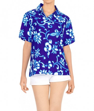 Cover-Ups Womens Hawaiian Blouse Shirt Dress Shirts Short Sleeve Shirts Printed A - Blue_w909 - CM12N5MUXBS $31.73