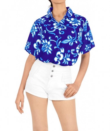 Cover-Ups Womens Hawaiian Blouse Shirt Dress Shirts Short Sleeve Shirts Printed A - Blue_w909 - CM12N5MUXBS $31.73