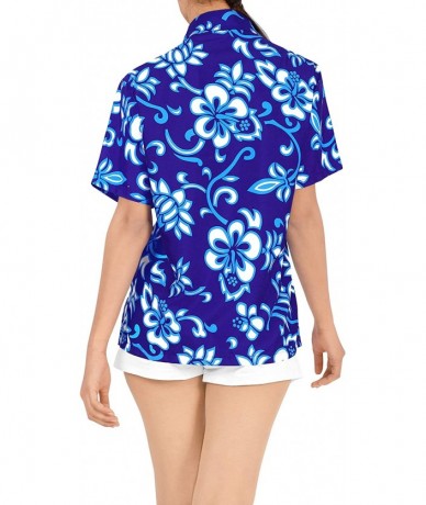 Cover-Ups Womens Hawaiian Blouse Shirt Dress Shirts Short Sleeve Shirts Printed A - Blue_w909 - CM12N5MUXBS $31.73