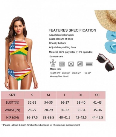 Sets Half USA Womens Tie at Back 2 Piece Padding Halter Bikini Set - Half Usa Half Jamaica Flag - CI18UWY9CED $60.03