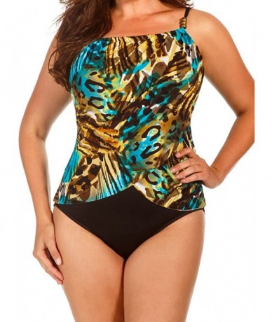 One-Pieces Women's Plus Vixen Lisa Tummy Control One Piece Swimsuit - Multi Color - C811JJVQ9D5 $81.80