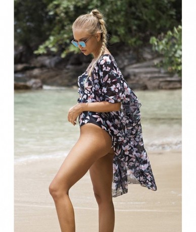 Cover-Ups Women Cover Up Swimsuit Chiffon Floral Bohemia Kimono Cardigan Swimwear - Print 2 - C719ELOM2I8 $31.55