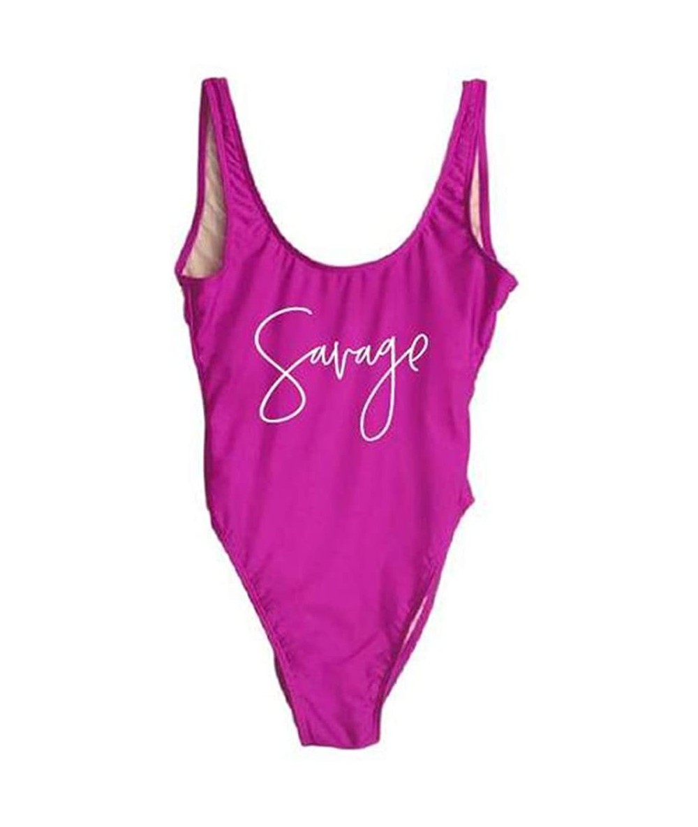 One-Pieces Wifey One Piece Swimsuit Women Swimwear High Cut Low Back Bathing Suit Girls Beach Wear Monokini Savage purple wh ...