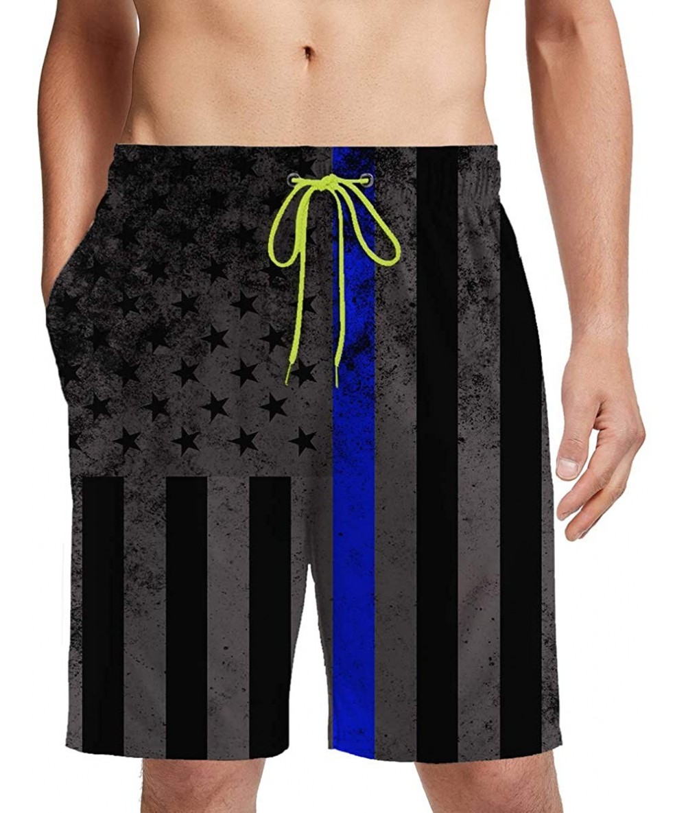 Board Shorts Men's Swim Trunks Hawaiian Beach Shorts Quick Dry Sport Surfing Board Pants - American Stripe Star Palm Tree - T...