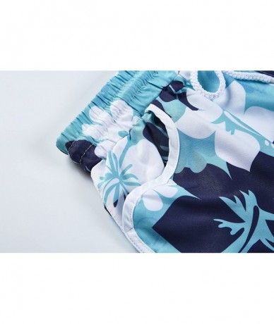 Board Shorts Women Floral Boardshort Sexy Waistband Beach Shorts with Drawstring - Blue - CZ184KQKHZ7 $25.29