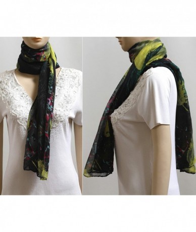 Cover-Ups Scarf Fashion Black Yellow Bird Feathers Print Women Beach Body Wrap Cover Lightweight Scarves 70x35 Inches - CG19D...