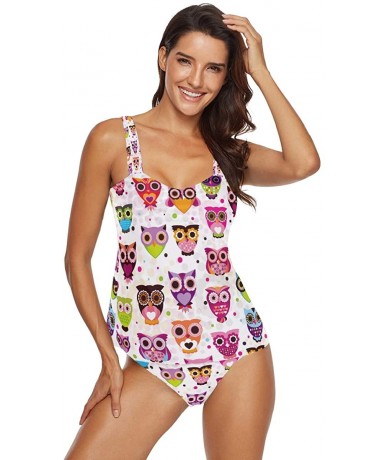 Sets Swimsuit for Women Cute Cartoon Owl Point Halter Bikini Set Ladies Two Pieces Swimwear - CG18TW6T2EO $51.15