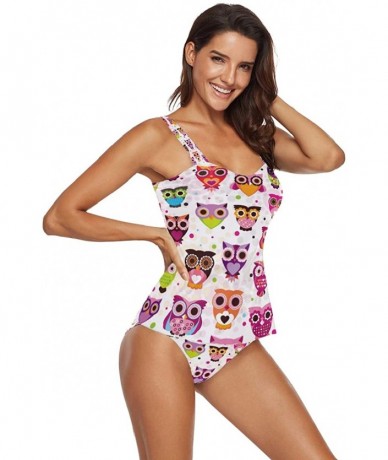 Sets Swimsuit for Women Cute Cartoon Owl Point Halter Bikini Set Ladies Two Pieces Swimwear - CG18TW6T2EO $51.15