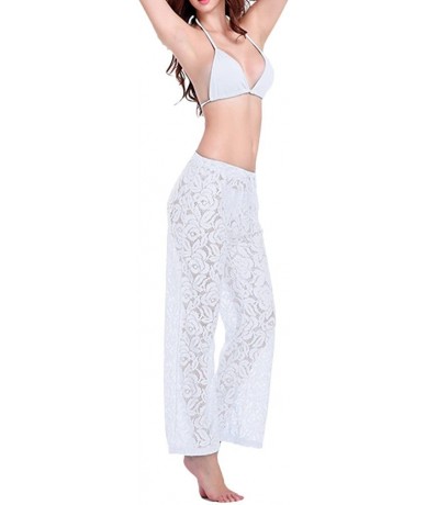 Board Shorts Fashion Women Hollow Crochet Lace Pants Summer Casual Beach Trousers - White - CB184T535TE $34.82