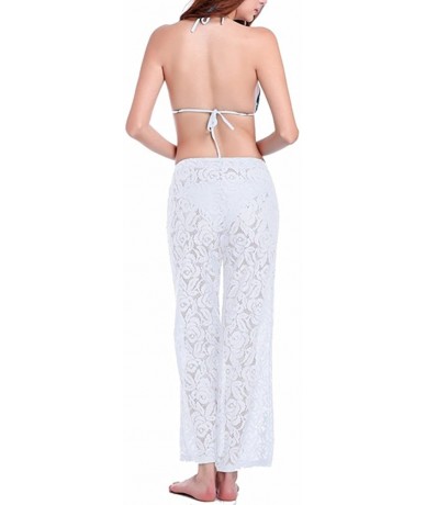 Board Shorts Fashion Women Hollow Crochet Lace Pants Summer Casual Beach Trousers - White - CB184T535TE $34.82