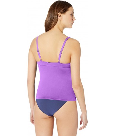 Tankinis Women's Twist Front Underwire Cup Sized Tankini Swim Top - Purple - CX18KMZHM59 $84.24