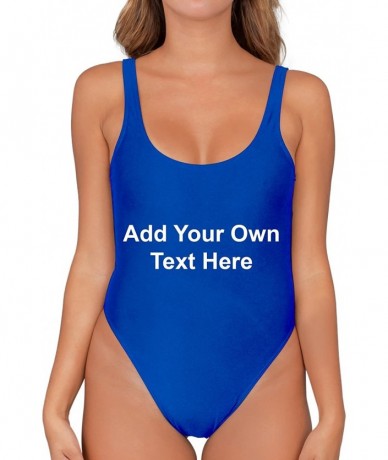 One-Pieces Custom Personalized Swimsuit Add Your Own Text One Piece Swimwear Bathing Suits - Blue - CR18H2GZDC4 $86.27