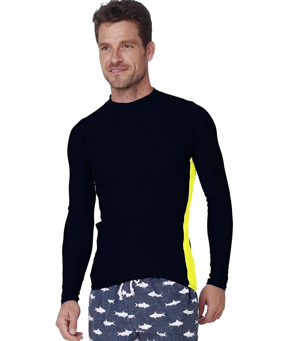 Rash Guards Long Sleeve Rash Guard Swim Tee Surfing Shirt UPF 50+ Beachwear Sport Swimwear - Black/Yellow - CI1896W7R9I $41.91