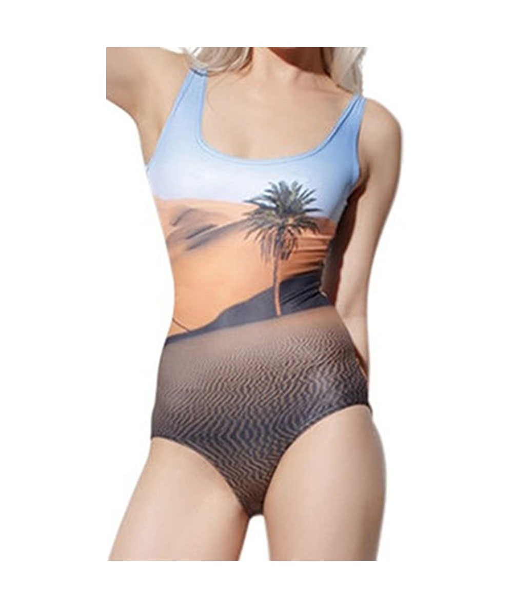 One-Pieces Women's Fashion Printed One Piece Backless Jumpsuit Monokini Swimwear - Desert - C1184TCLLD5 $32.85