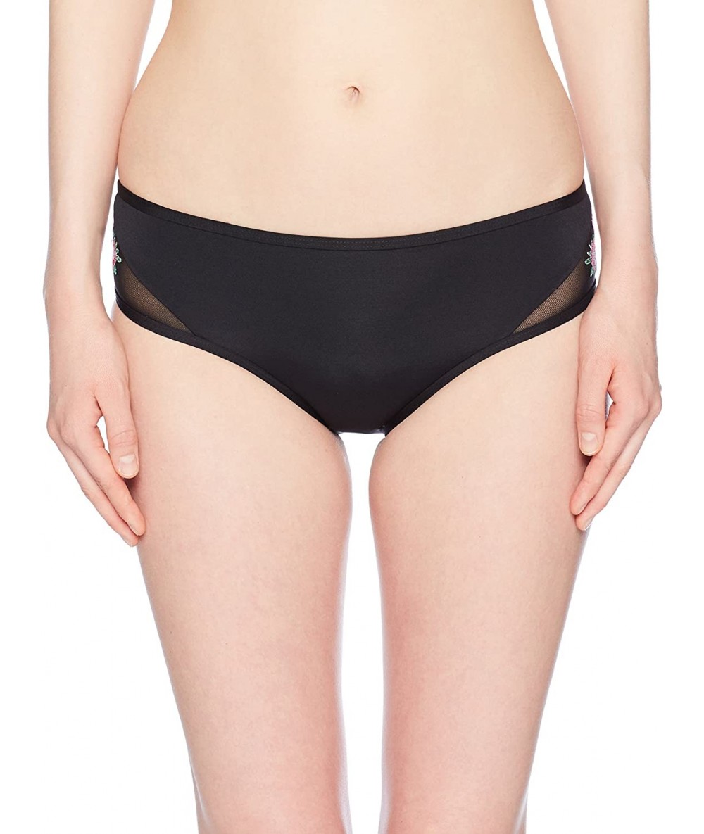 Bottoms Junior's Love On Tropcut Out Hipster Bikini Bottom - Black - C8185QII6EL $44.58