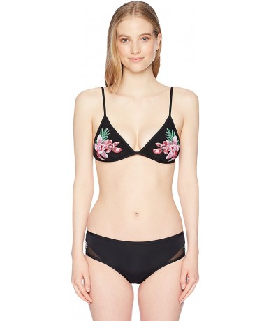 Bottoms Junior's Love On Tropcut Out Hipster Bikini Bottom - Black - C8185QII6EL $44.58