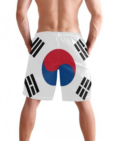 Racing Men's Swim Trunks Waving Transgender Pride Flag Quick Dry Beach Board Shorts with Pockets - South Korea Flag - C618QGW...