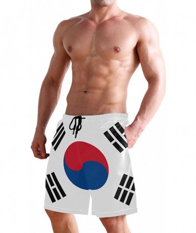 Racing Men's Swim Trunks Waving Transgender Pride Flag Quick Dry Beach Board Shorts with Pockets - South Korea Flag - C618QGW...