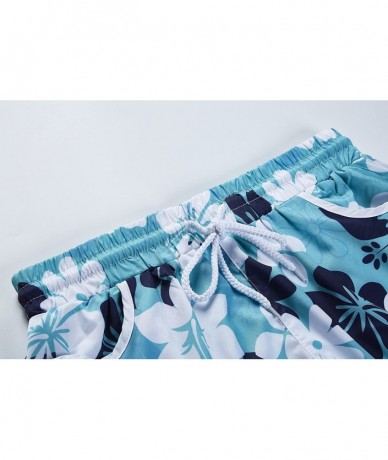 Board Shorts Women Floral Boardshort Sexy Waistband Beach Shorts with Drawstring - Blue - CZ184KQKHZ7 $25.29