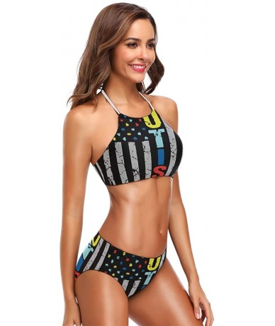 Sets 911 Dispatcher Thin Gold Line Bikini Swimwear Swimsuit Beach Suit Bathing Suits for Teens Girls Women - Autism Awareness...