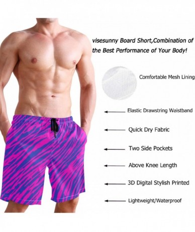 Trunks Unique Pink and Blue Striped 3D Print Graphic Mens Swim Trunks Summer Casual Athletic Swimming Short S-XXL - Multi - C...