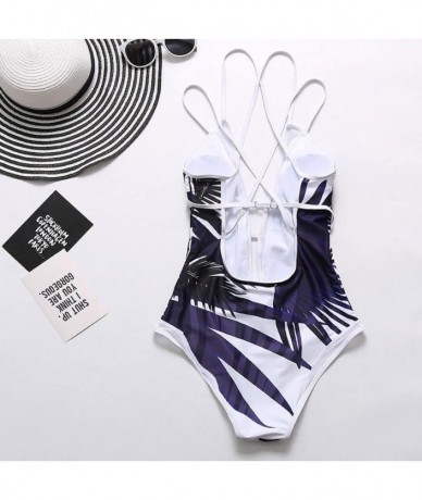 One-Pieces Women's One Piece Beach Swimsuit Swimwear Bathing Monokini Backless Bikini - Purple - CY18OLGN99G $25.28