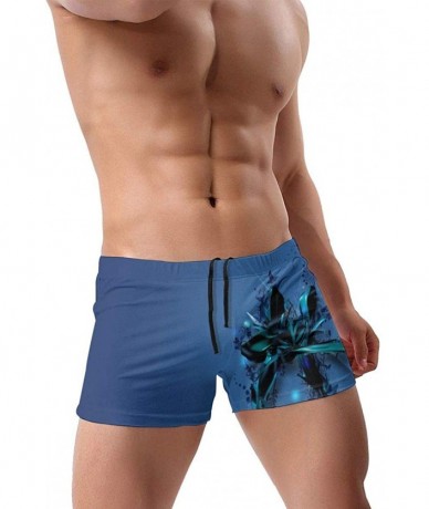 Trunks Blue Butterflys Men's Printed Elastic Swim Trunks Sexy Low Waist Shorts - Black - CT19E8392Z0 $44.15