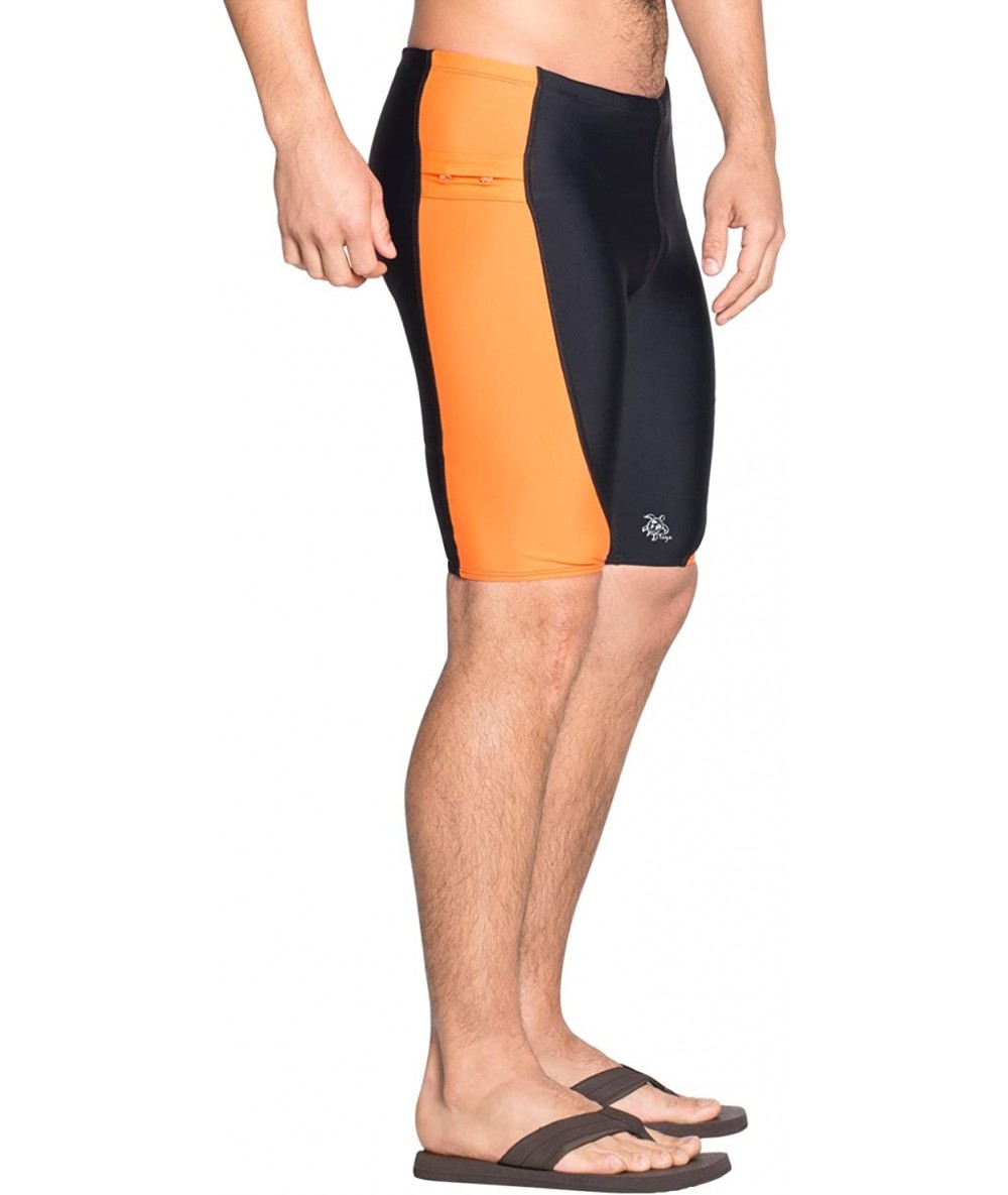 Racing Men's Snorkeling Jammer- UPF 50+ Sun Protection Swim Short - Black/Orange - CE18C9HA56I $73.84