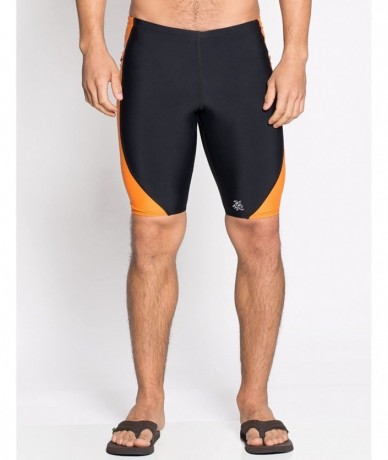 Racing Men's Snorkeling Jammer- UPF 50+ Sun Protection Swim Short - Black/Orange - CE18C9HA56I $73.84